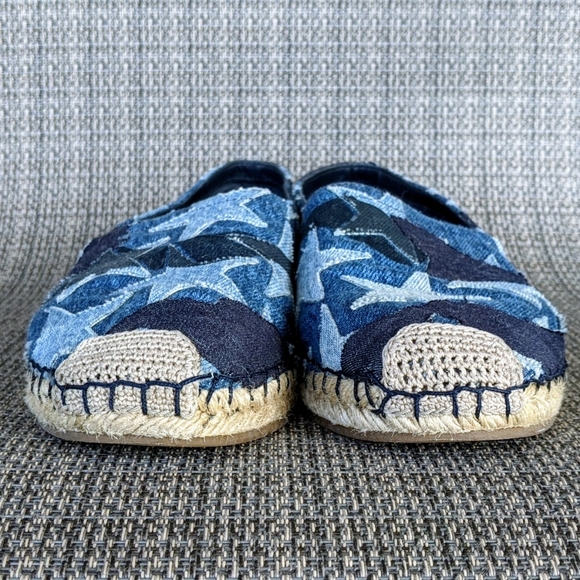 VALENTINO Blue Camo Denim Stars Espadrilles 38